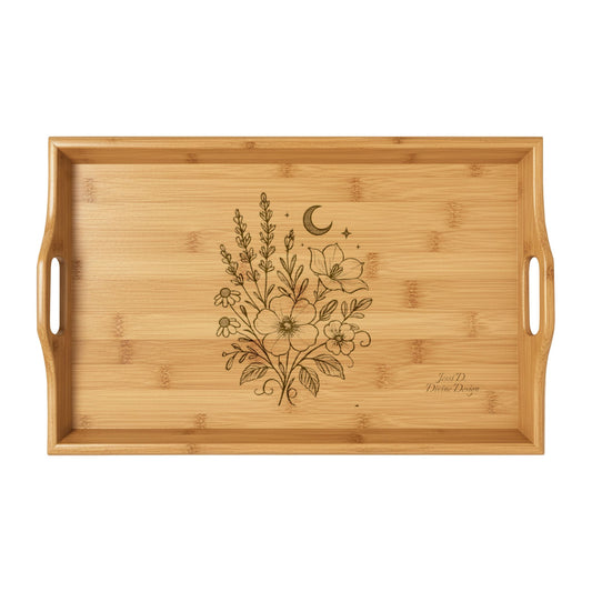 Serving Tray — FLORAL MOON ENGRAVED BAMBOO