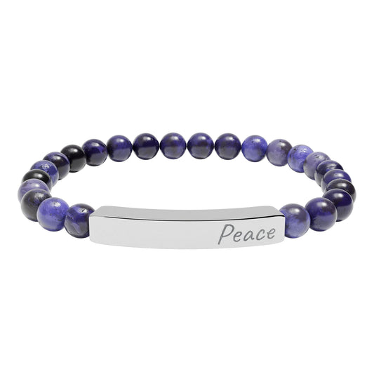Engraved Bar Bracelet – SODALITE "PEACE"